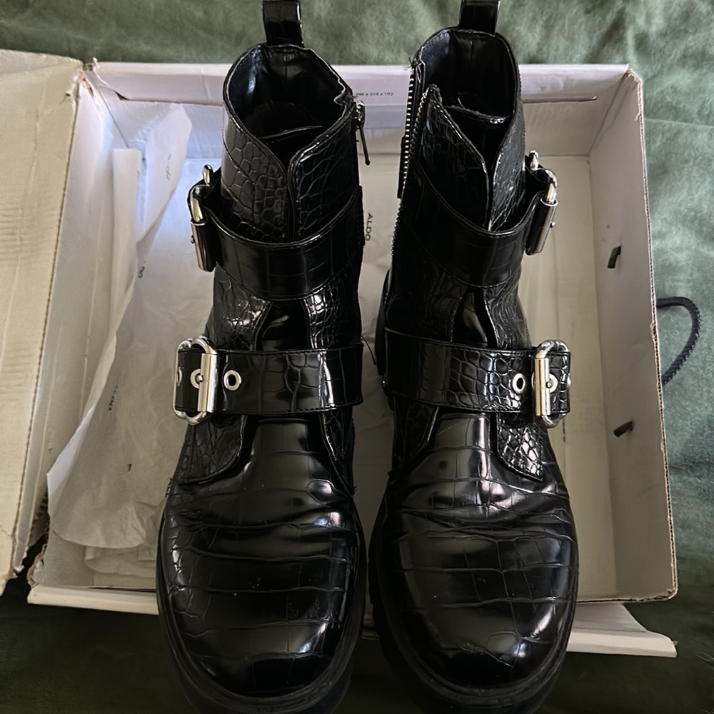 Patent Leather Buckle Boots - Picture 4 of 4